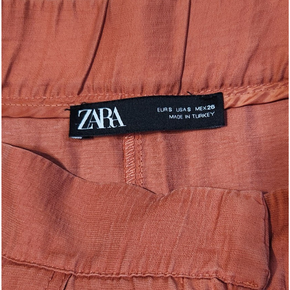 Zara Small $55 Pumpkin Satin Lyocell High Waist Shorts Autumn Goddess - Picture 4 of 11